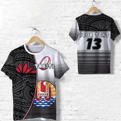 (Custom Personalised) Tahiti Rugby T Shirt Impressive Version Black - Custom Text And Number
