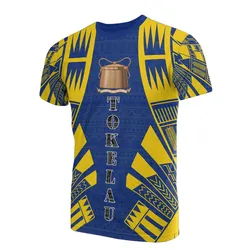 Tokelau T shirt - Tokelau Coat Of Arms Polynesian Tattoo Dark Blue Style