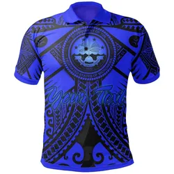 Fsm Custom Personalised Polo Shirt - Blue Seal with Polynesian Tattoo