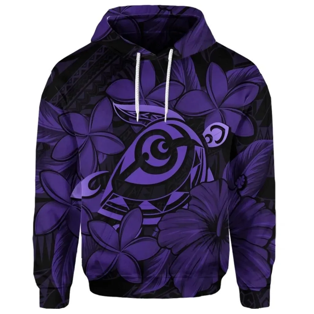 Alohawaii Hoodie - (Personalised) Hawaiian Turtle Hibiscus Plumeria Kanaka Polynesian Hoodie Purple - Soft Style - AH - J4R