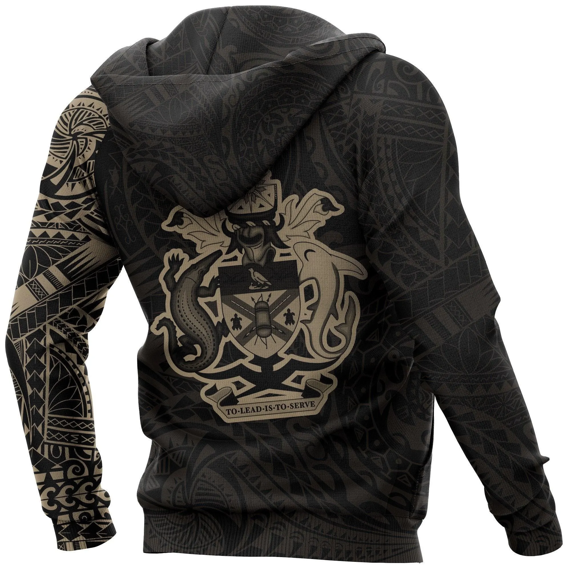 Solomon Islands Hoodie - Coat Of Arms Polynesian Tattoo Style