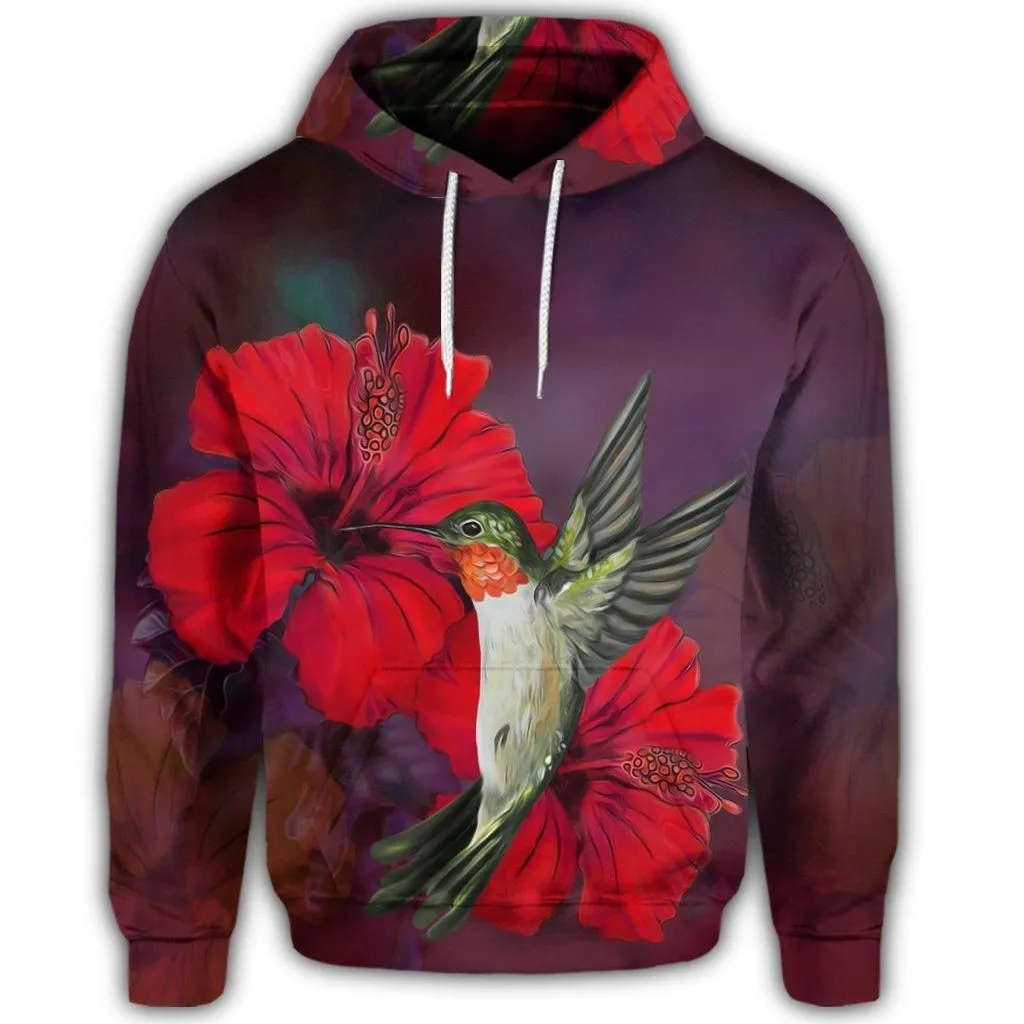 Hawaiian Hummingbird And Hibiscus Polynesian Hoodie