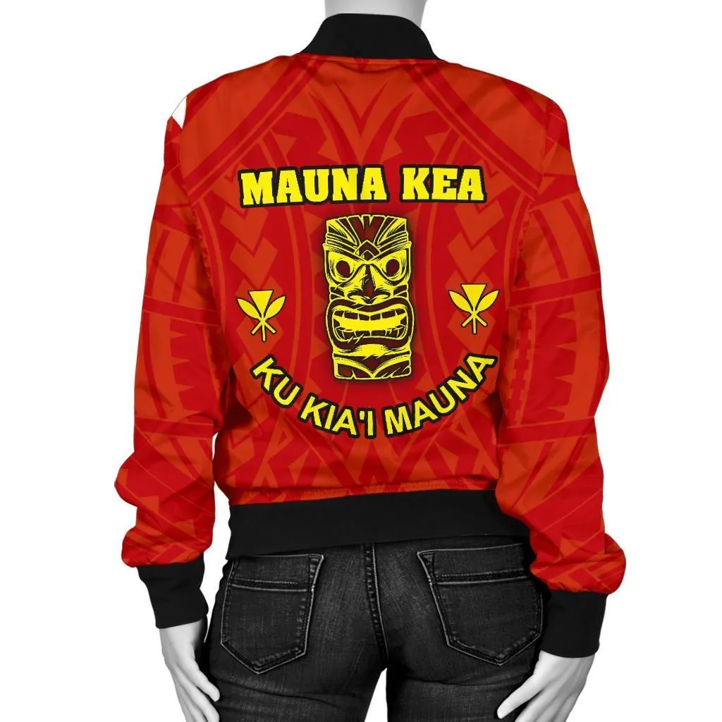 Hawaii Mauna Kea Women's Custom Personalised Bomber Jacket- Tiki Mask - BN12