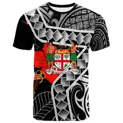 Fiji T-Shirt - Hibiscus Ft Polynesian Pattern