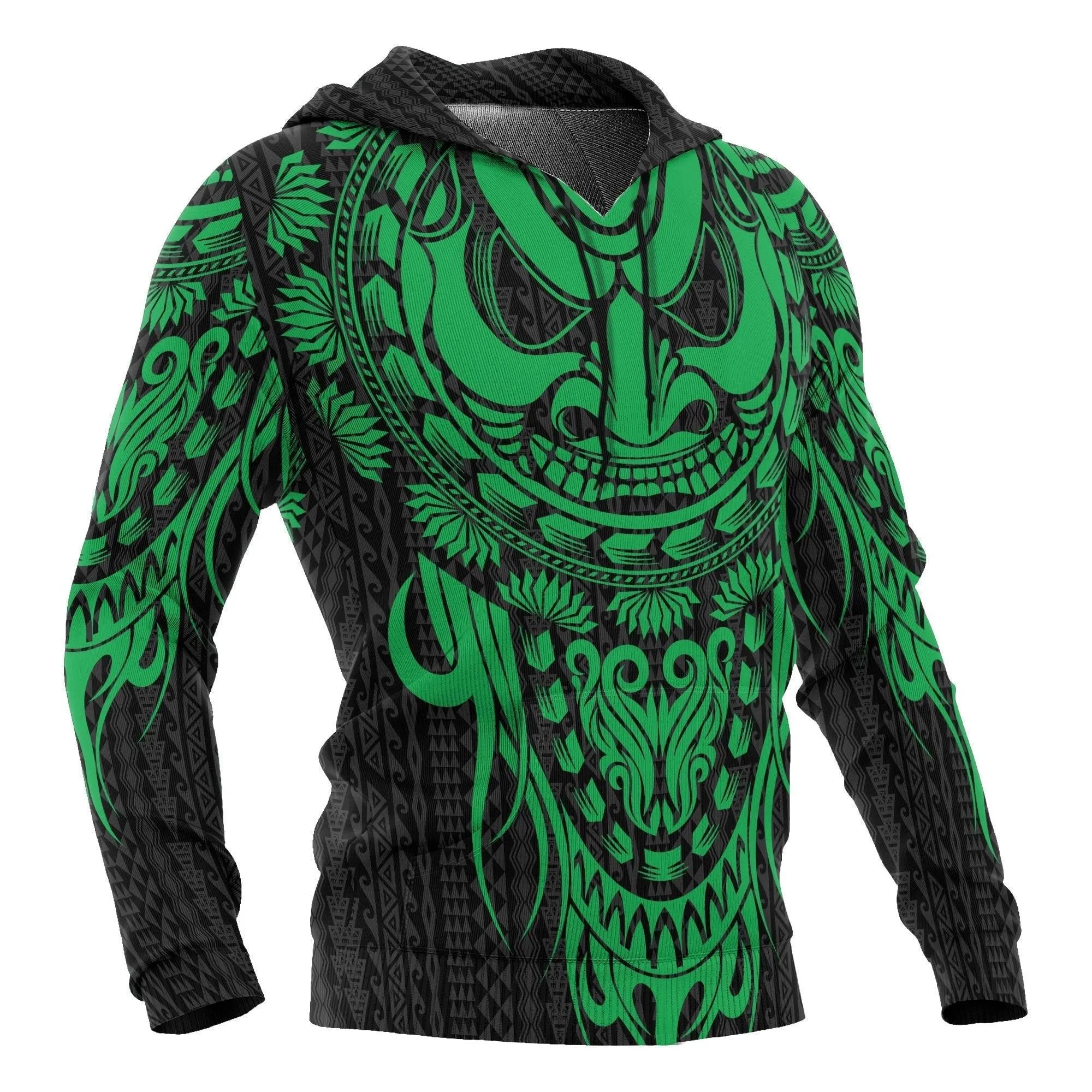 Polynesian Hoodie - Tattoo Tiki Green