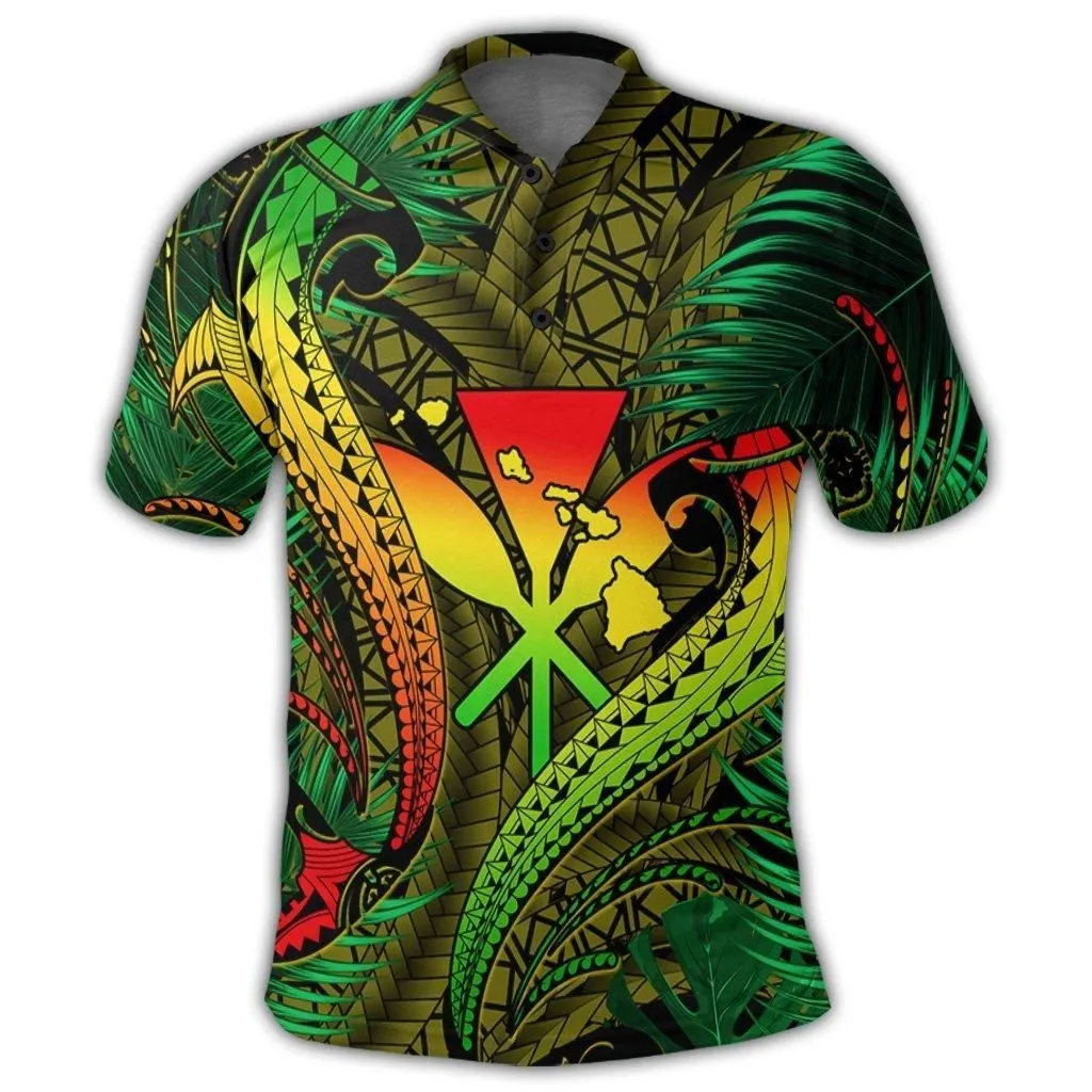 Hawaii Shark Polynesian Tropical Polo Shirt - Reggae