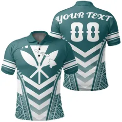Alohawaii Shirt - Hawaii Kanaka Map Football Jersey Polynesian Polo Shirt - Cyan & White - Maris Style - AH - J3