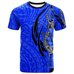 Polynesian T-Shirt - Polynesian Lizard Tattoo Blue Color