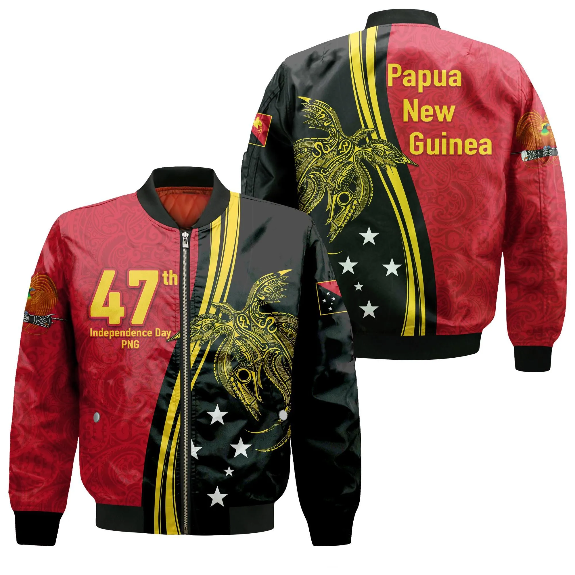 Papua New Guinea Independence Anniversary Polynesian Tribal Bomber Jacket - LT12