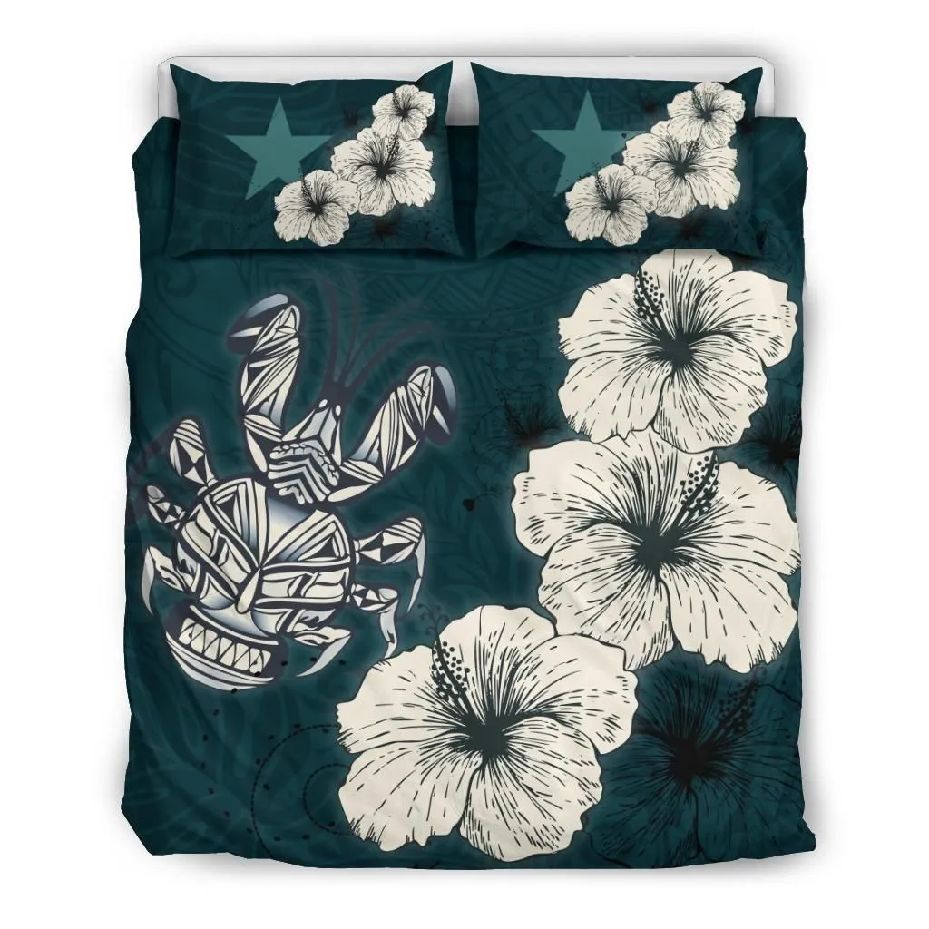 Niue Hibiscus Turtle Polynesian Bedding Set - Style Green