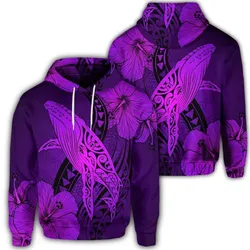 Alohawaii Hoodie - Hawaiian Map Whale Swim Hibiscus Polynesian Hoodie - Purple - AH - J6R