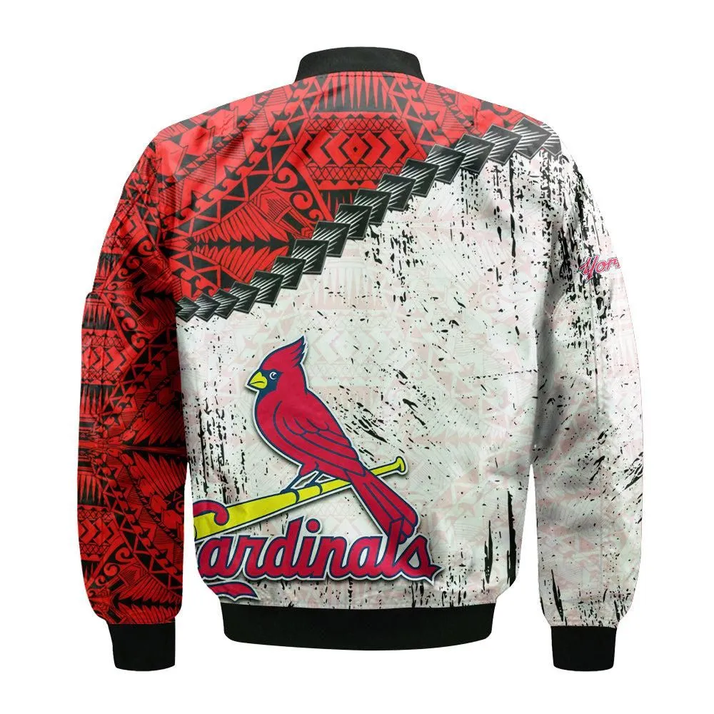 Yorkton Cardinals Bomber Jacket Grunge Polynesian Tattoo - CA BASEBALL