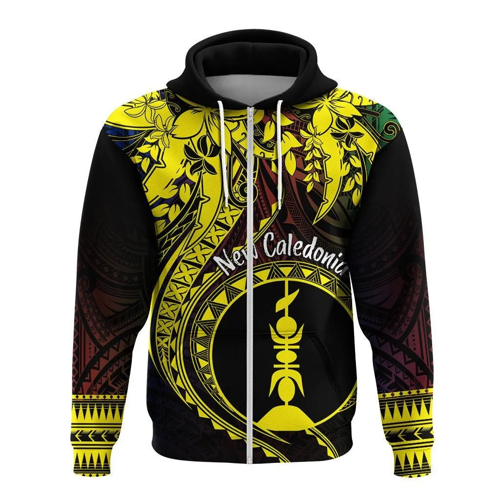 New Caledonia Personalised Hoodie Kanaky Mix Plumeria LT7