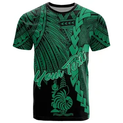 New Caledonia Polynesian Custom Personalised T shirt - Tribal Wave Tattoo Green