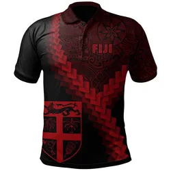 Fiji Polo Shirt - Fiji Coat Of Arms With Polynesian Tattoo Red