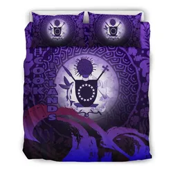 Cook Islands Wave And Hibiscus Purple Bedding Set All Over Prints