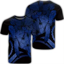 Alohawaii Tee - Hawaiian Hawaii Turtle Hibiscus Polynesian Vintage T-shirt Blue - AH - J4R