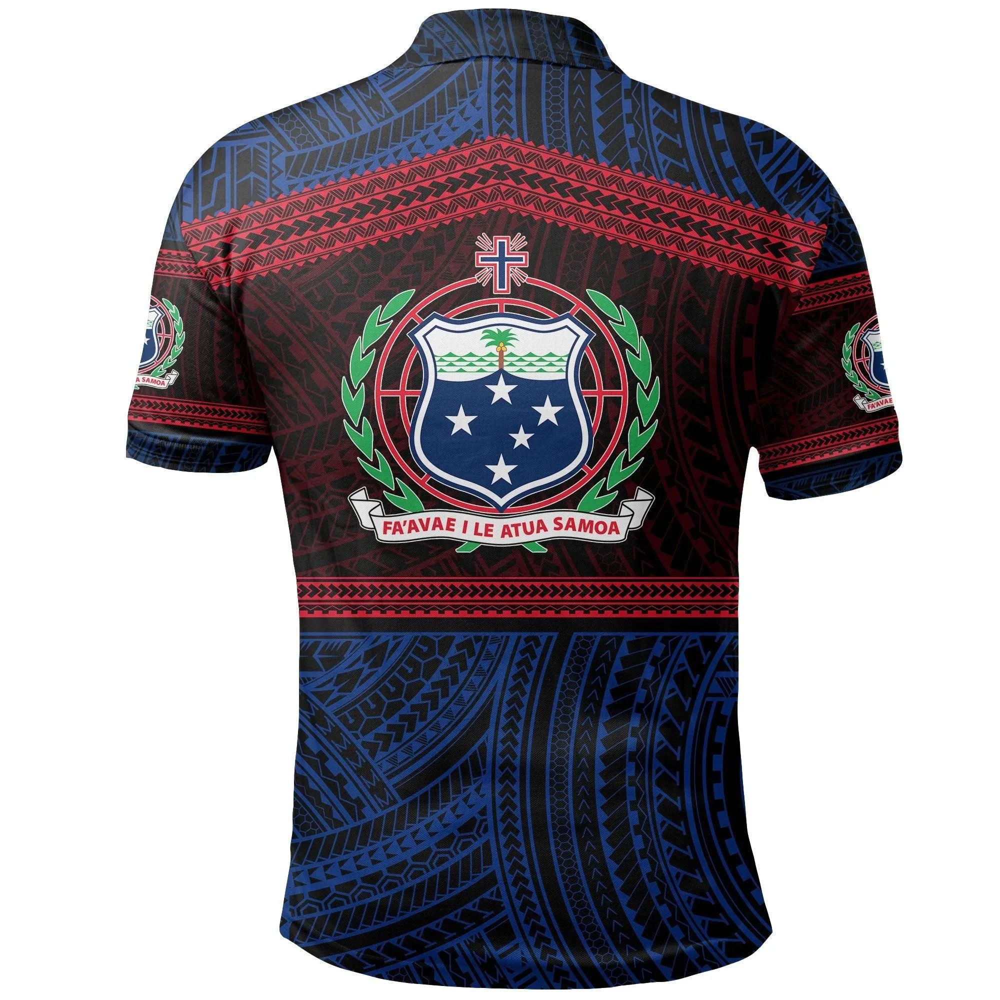 Samoa Rugby Polynesian Patterns Polo Shirt Blue