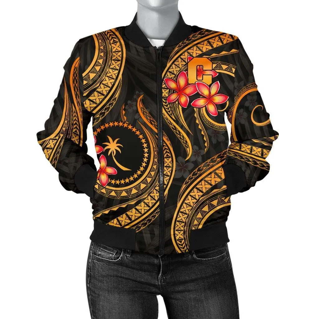 FamilyGaterJacket - Bomber Jacket Chuuk Micronesian Gold Plumeria - BN11