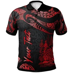 New Caledonia Polynesian Custom Personalised Polo Shirt - Poly Tattoo Red Version