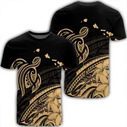 Hawaii Turtle Polynesian Map Plumeria T-Shirt - AH