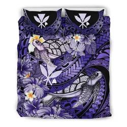 Kanaka Maoli (Hawaiian) Bedding Set - Waves Polynesian Turtle Hibiscus ( Purple) A24