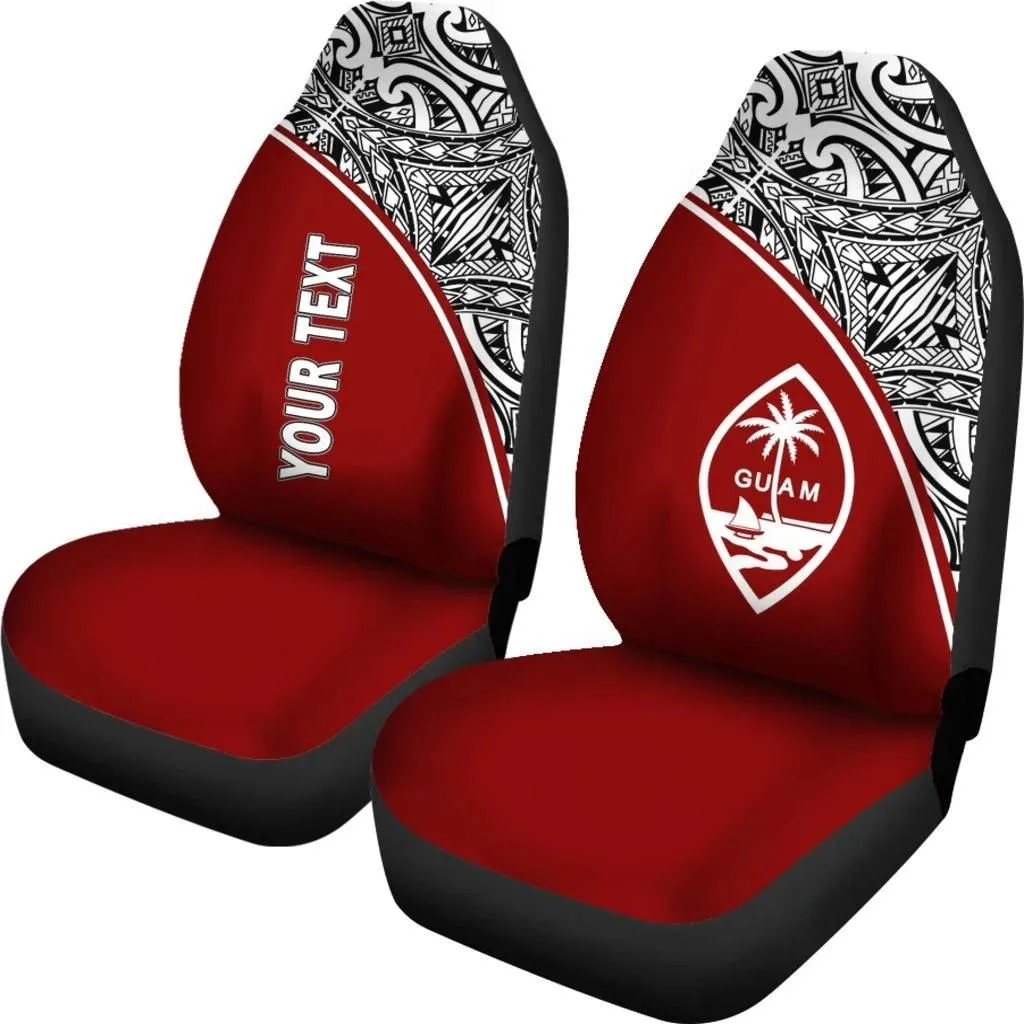 Guam Polynesian Custom Personalised Car Seat Covers - Red Curve - BN12