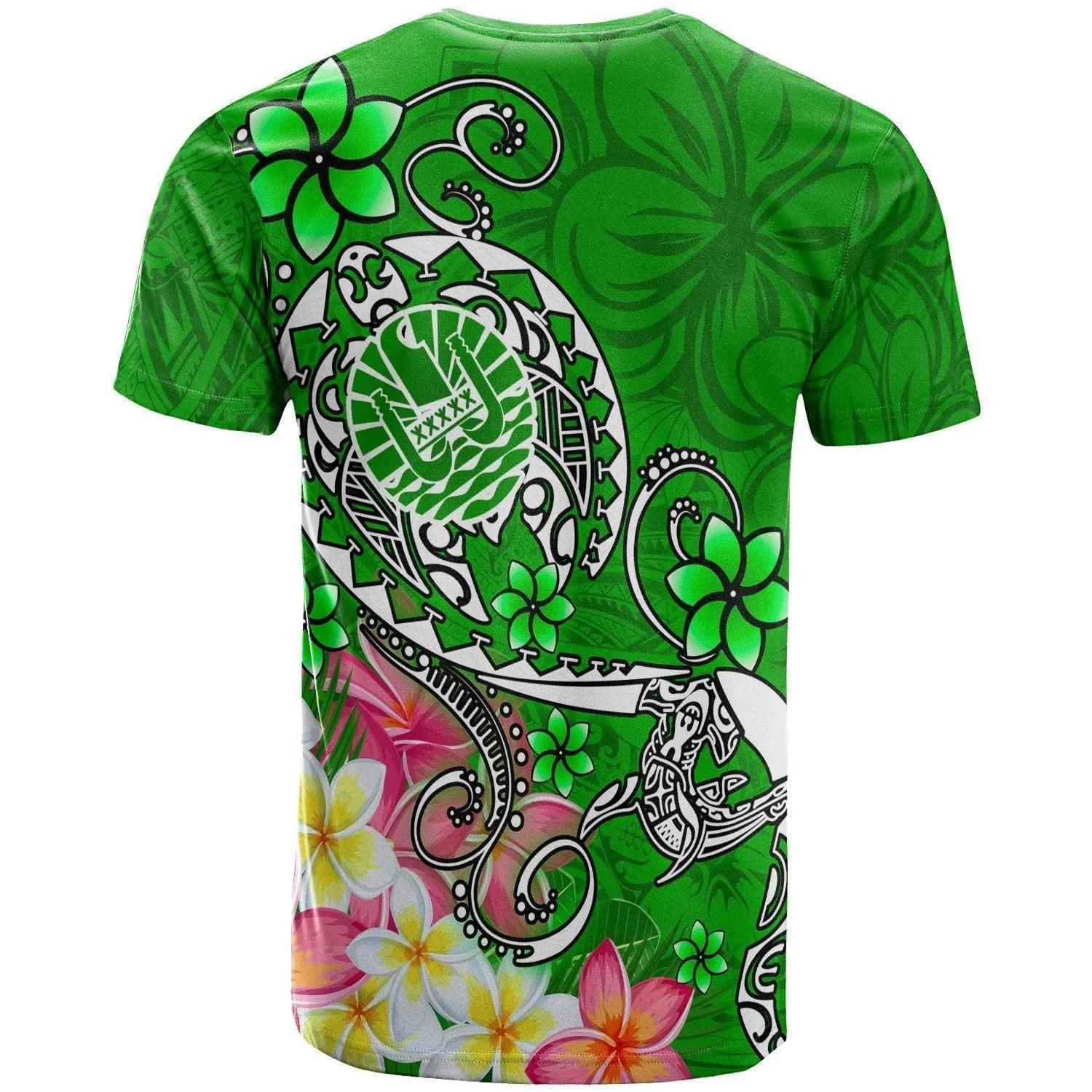 Tahiti Custom Personalised T shirts - Turtle Plumeria Green