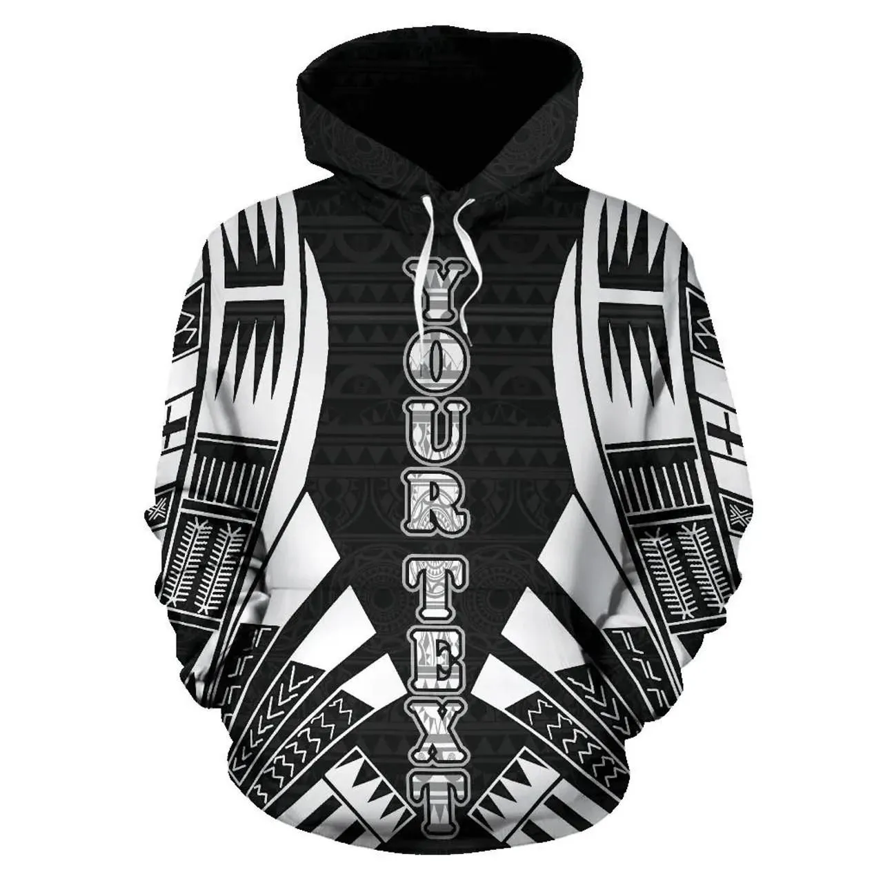 American Samoa All Over Custom Personalised Hoodie - Black Tattoo Style