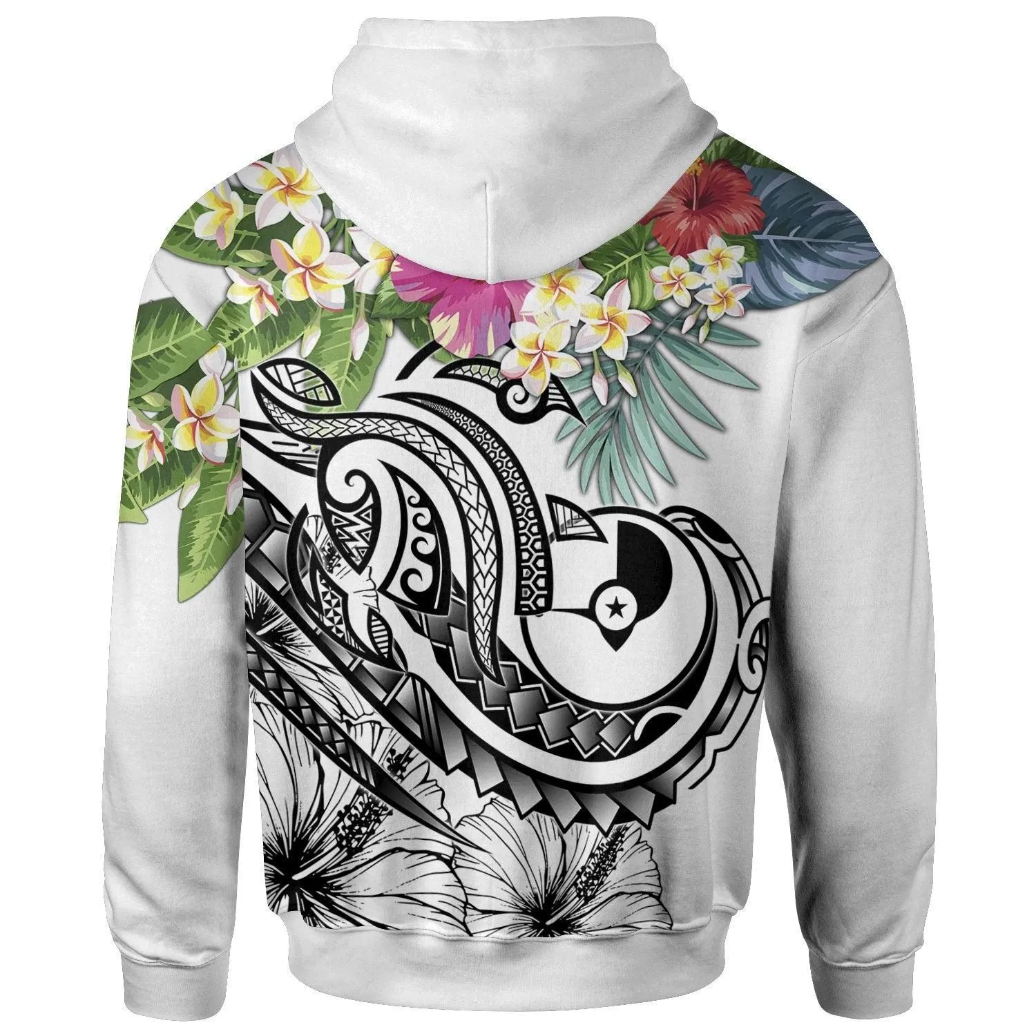 Yap Polynesian Hoodie - Summer Plumeria White