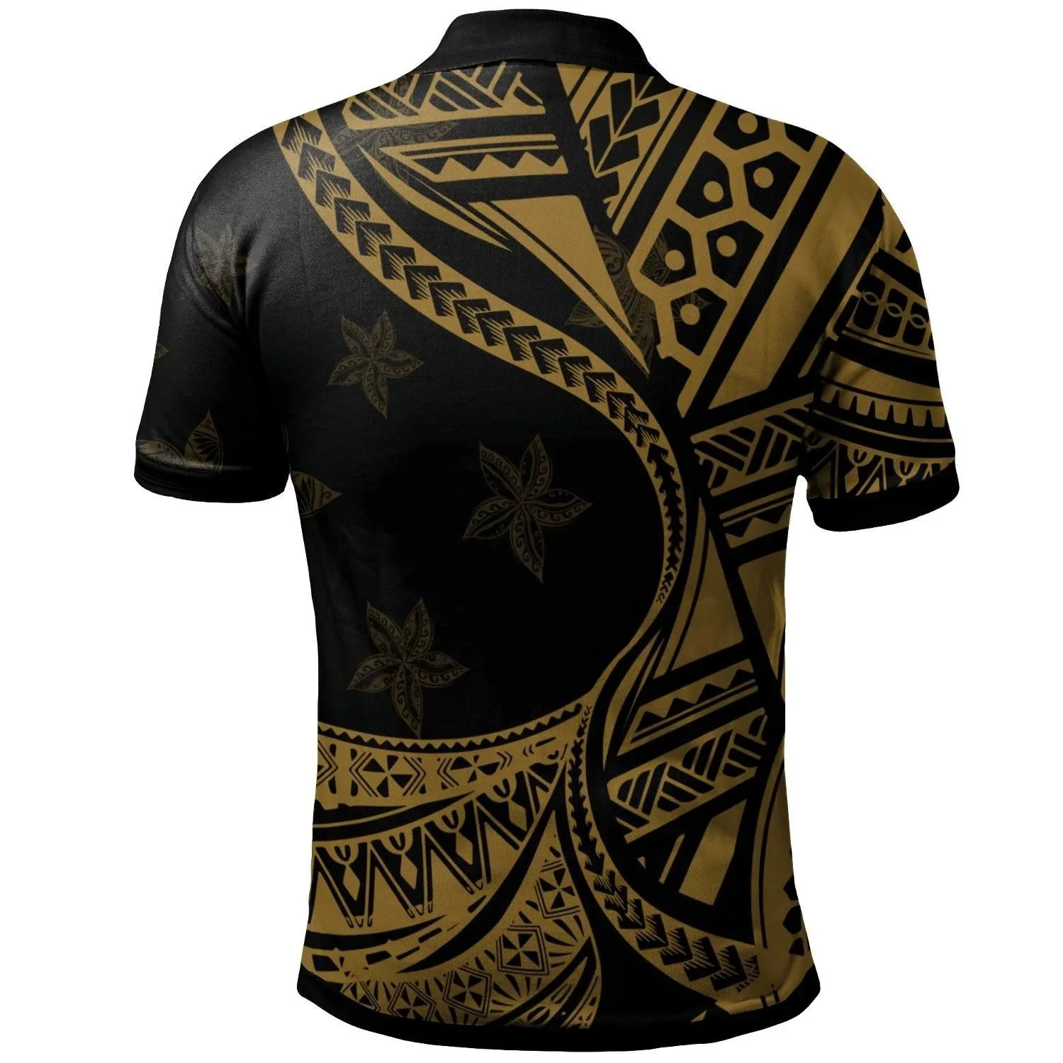 Polynesian Pride Polo Shirt - Chuuk Polo Shirt Plumeria Flowers Gold Version