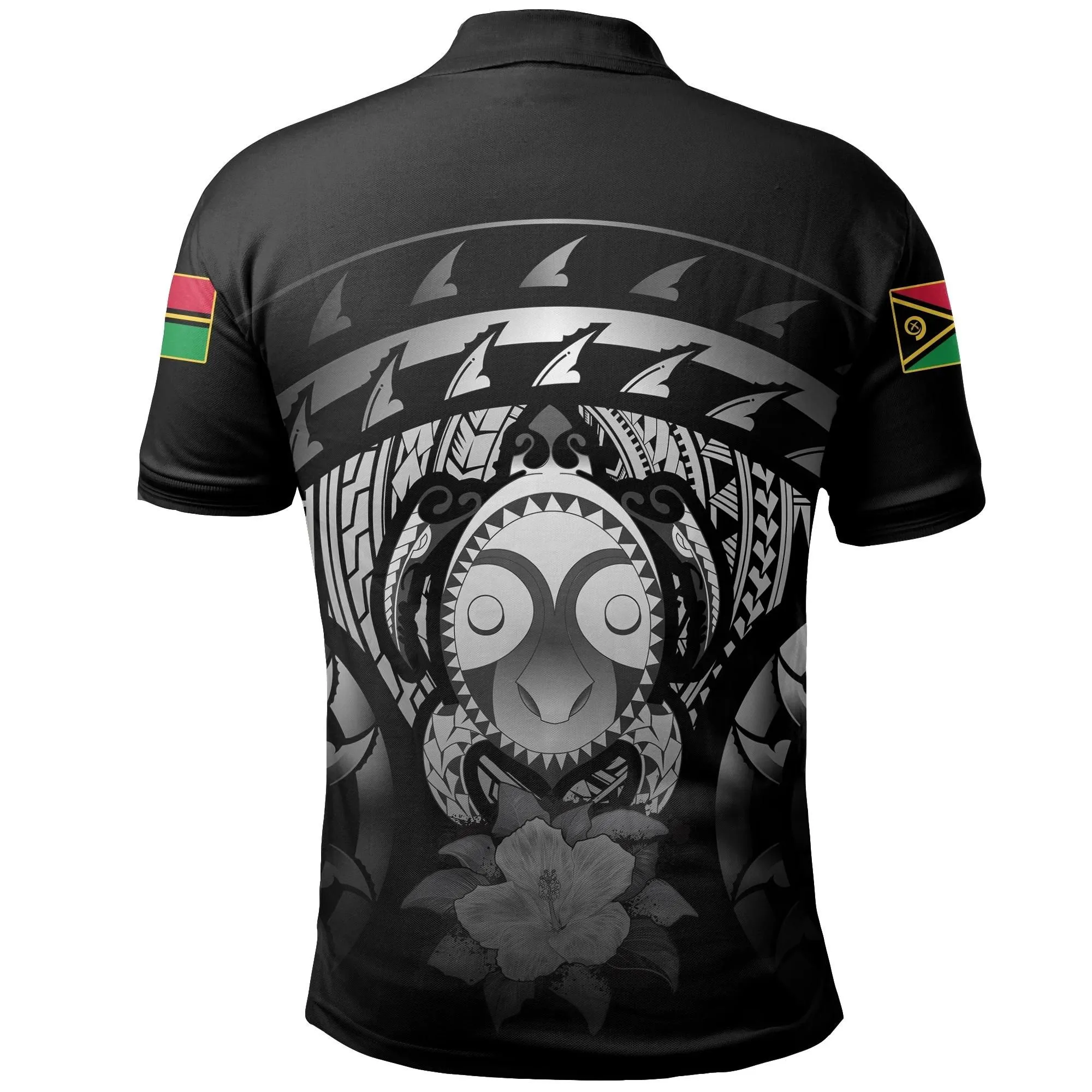 Alohawaii Shirt - Polo Shirt Vanuatu Turtle Hibiscus (Gray) A02