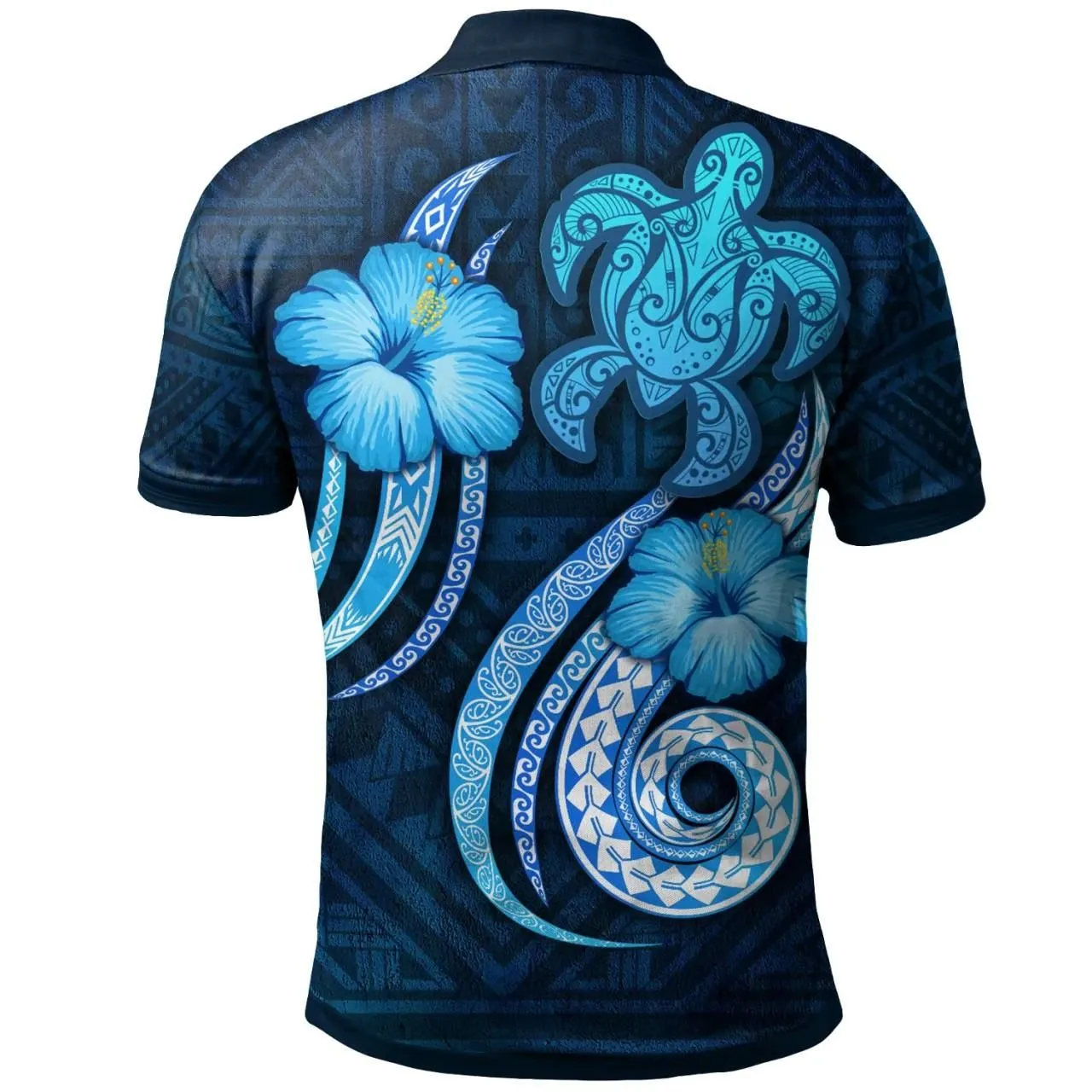 Papua New Guinea Personalised Polo Shirts - Turtle and Tribal Tattoo Of Polynesian