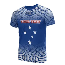Samoa Custom Personalised T shirt - Samoa Flag Polynesian Tattoo Fog Blue