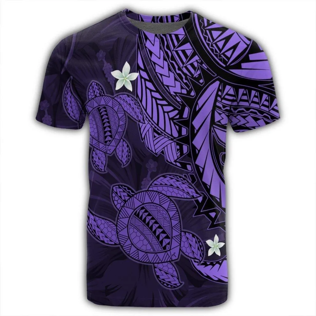 Hawaii Polynesian Turtle Hibiscus T-Shirt - Purple - AH