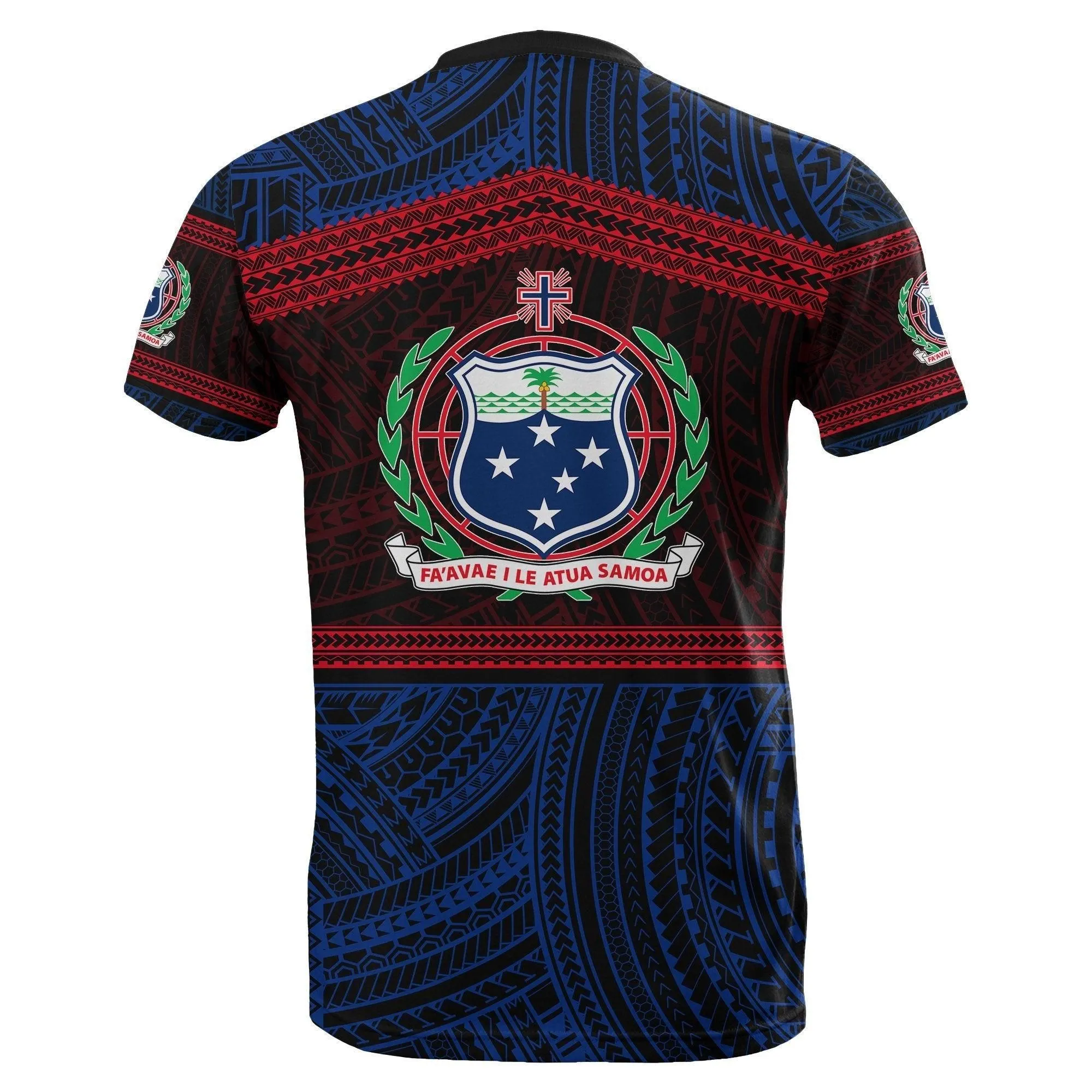 Samoa Rugby Polynesian Patterns T shirt Blue