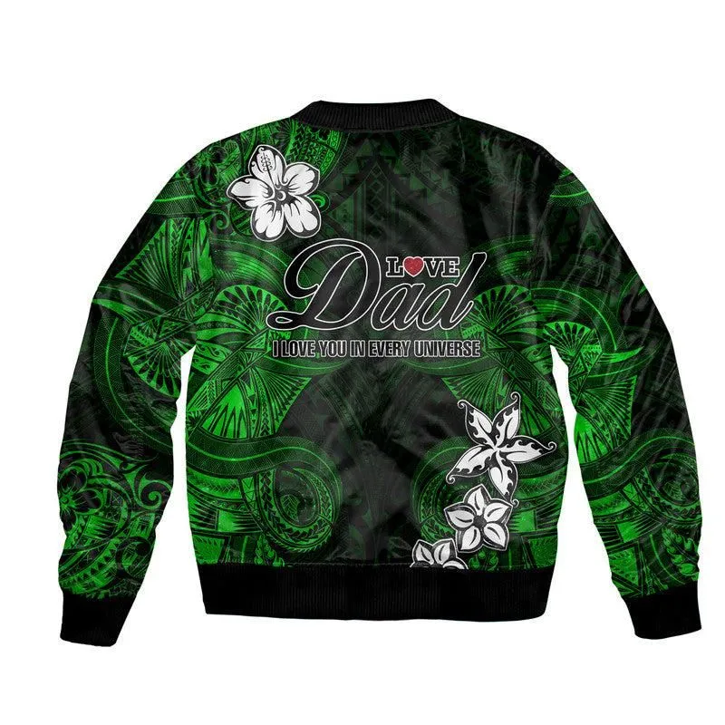 (Custom Personalised) Polynesian Fathers Day Bomber Jacket I Love You In Every Universe - Green LT8