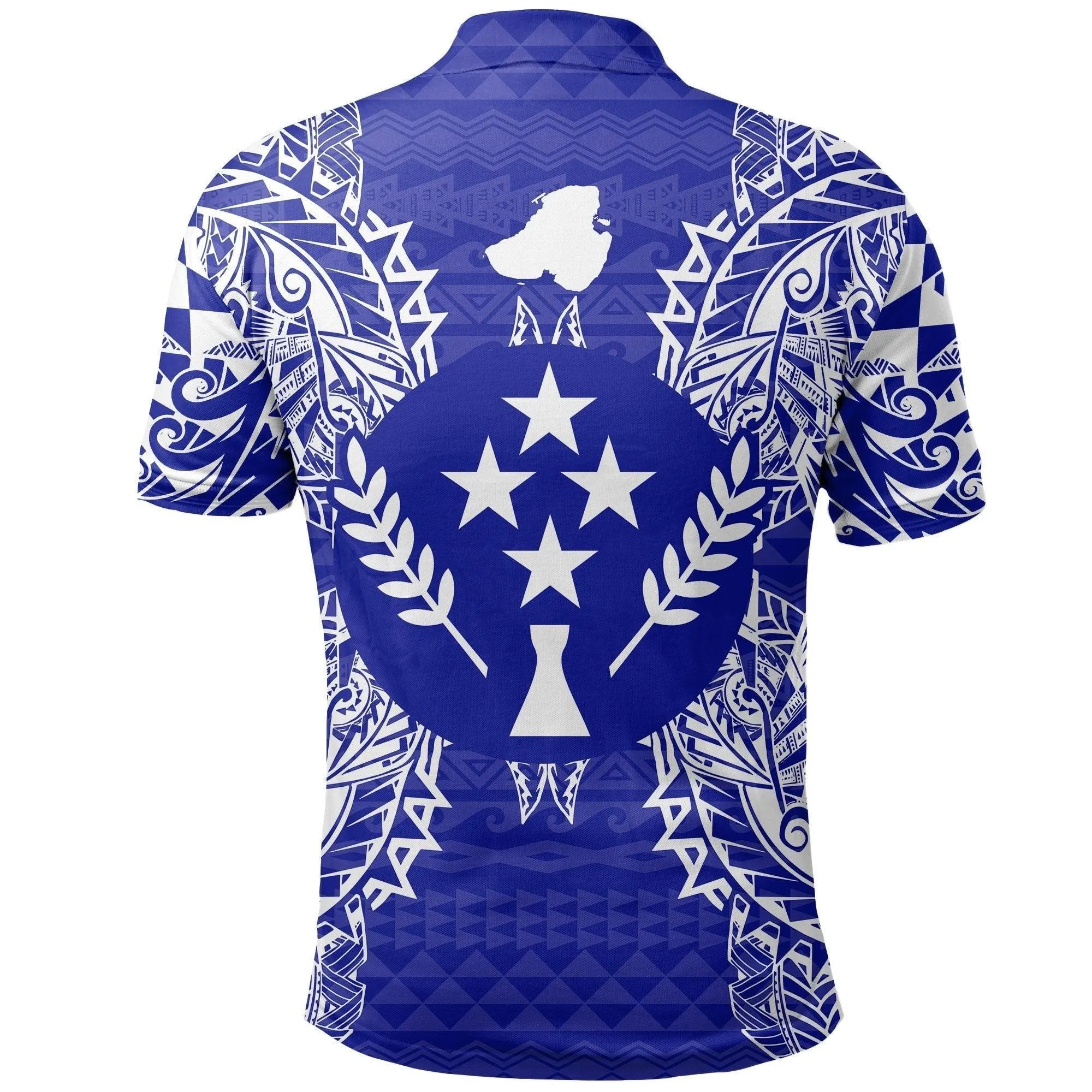 Kosrae Polo Shirt - Kosrae Flag Map Polynesian Tattoo Blue