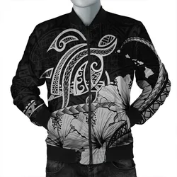 Hawaii Turtle Map Polynesian Bomber Jacket Safety Gray