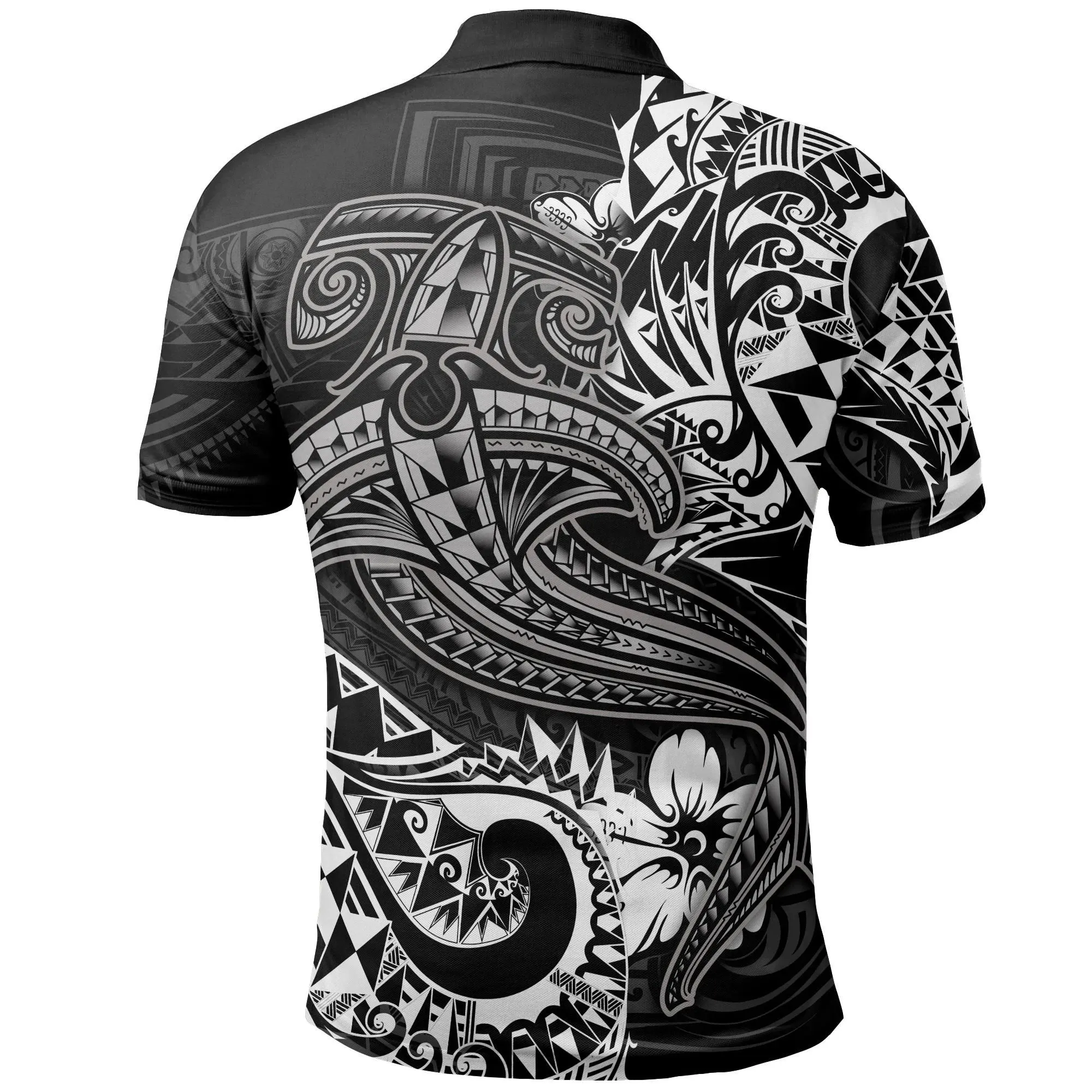Polynesian Polo Shirt - White Shark Polynesian Tattoo - BN18