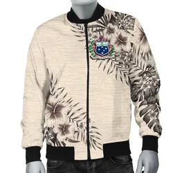 Samoa Mens Bomber Jacket - The Beige Hibiscus