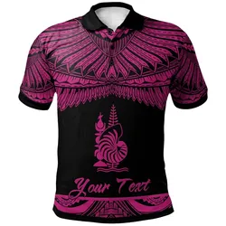 New Caledonia Polynesian Custom Personalised Polo Shirt - Poly Tattoo Pink Version