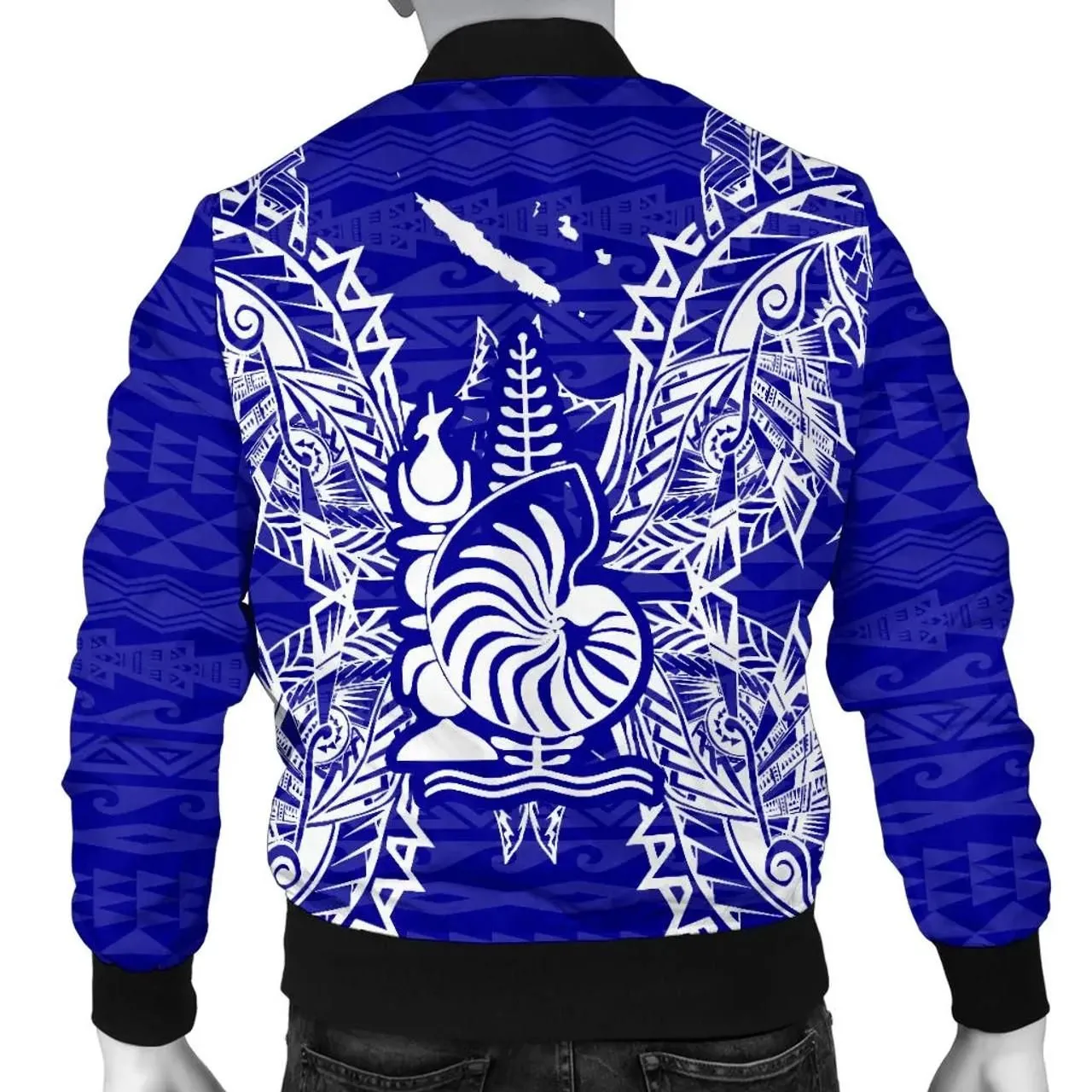 New Caledonia Polynesian Bomber Jacket Map Blue