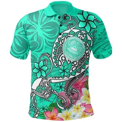 American Samoa Polynesian Polo Shirts - Turtle Plumeria (Turquoise)