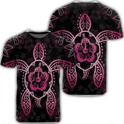 Alohawaii Tee - Hawaiian Turtle And Hibiscus Polynesian T-Shirt Pink - AH - JR