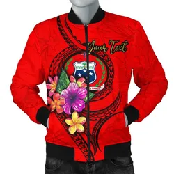 Samoa Polynesian Custom Personalised Mens Bomber Jacket - Floral With Seal Red