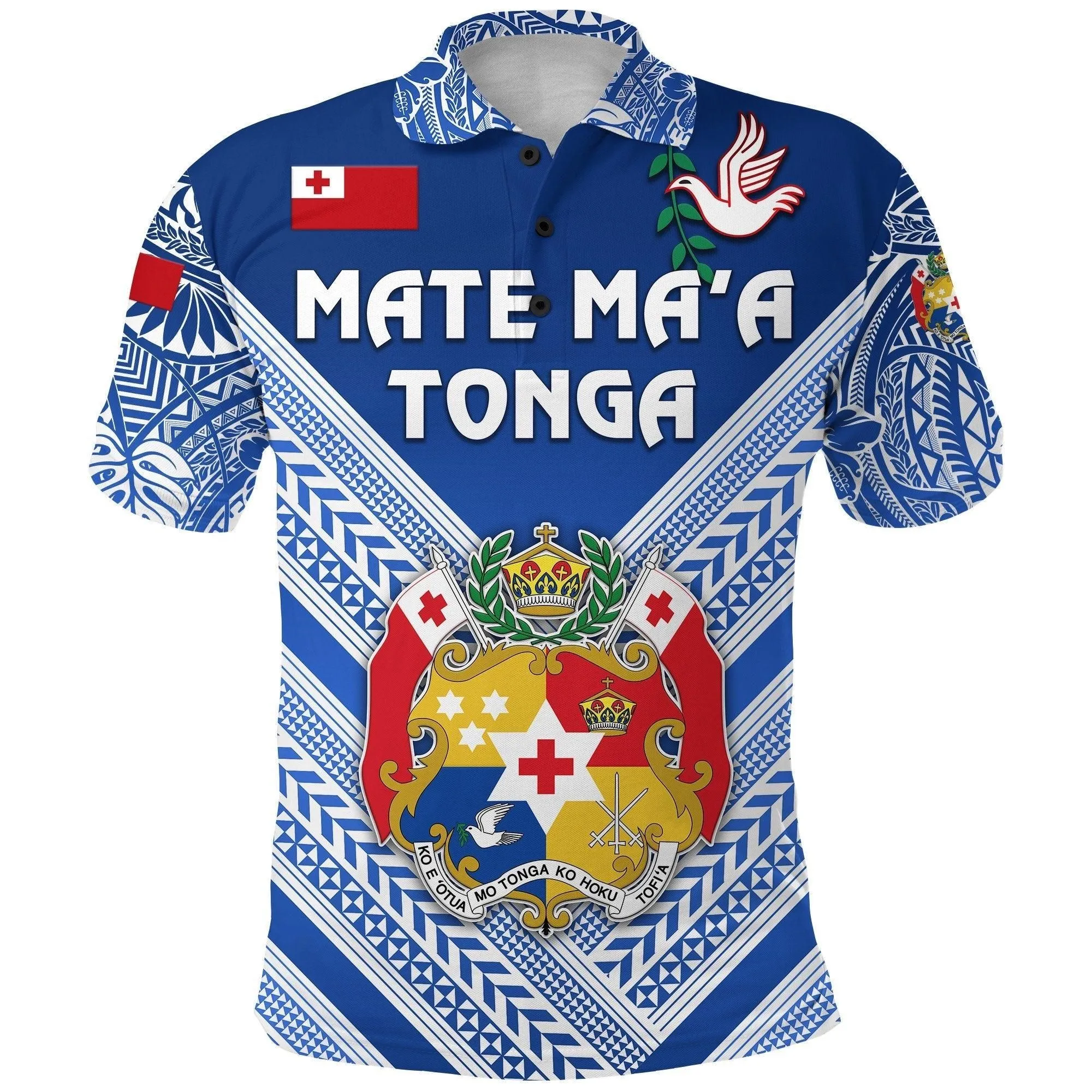 Mate Maa Tonga Rugby Polo Shirt Polynesian Creative Style - Blue