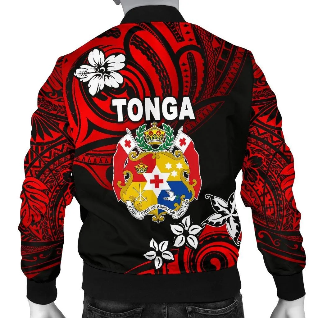 Mate Maa Tonga Rugby Mens Bomber Jacket Polynesian Unique Vibes - Red
