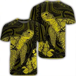 Hawaiian Hibiscus Memory Turtle Polynesian T-Shirt Yellow - AH