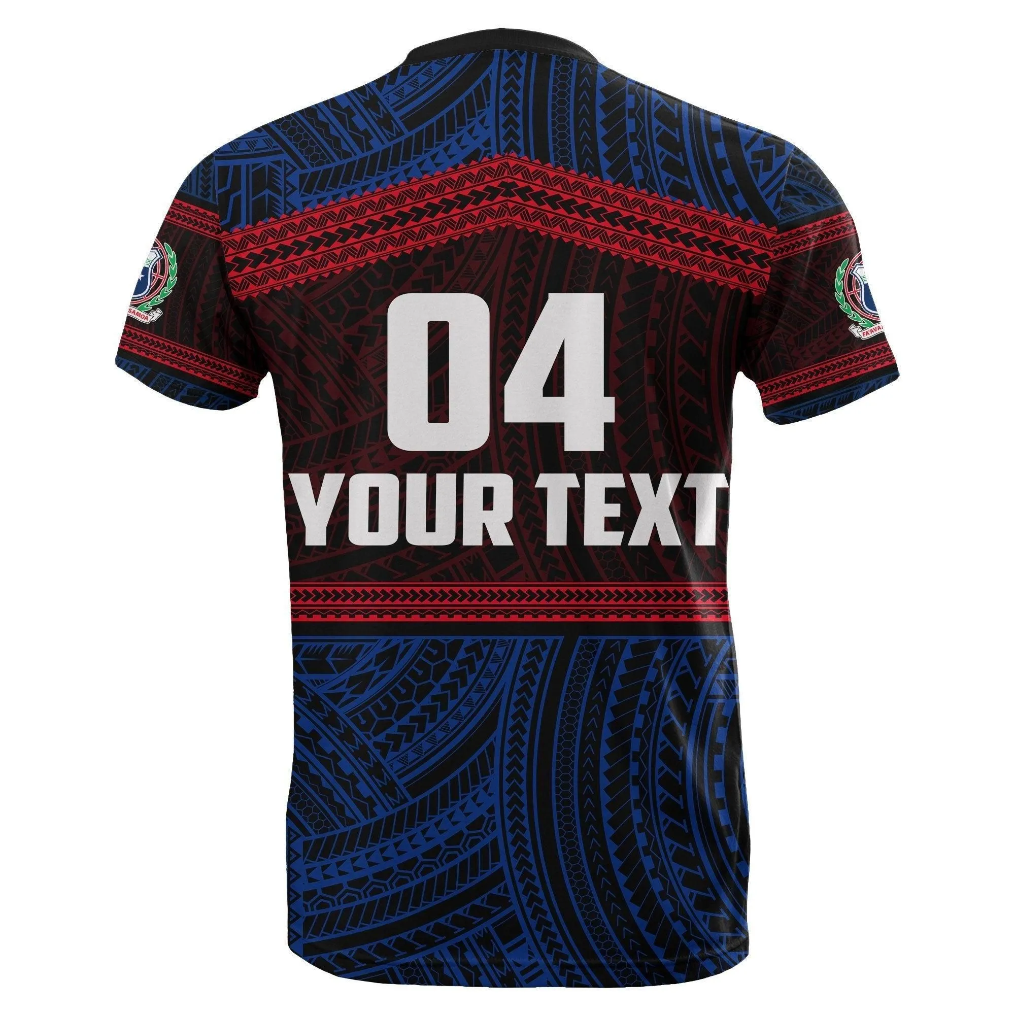 (Custom Personalised) Samoa Rugby Polynesian Patterns T Shirt Blue